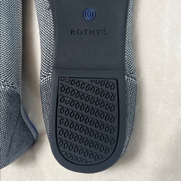 Rothy’s The Flat Round Toe Flats Gray Blue Trim Women’s Size 10 Knit Shoes - Picture 6 of 10